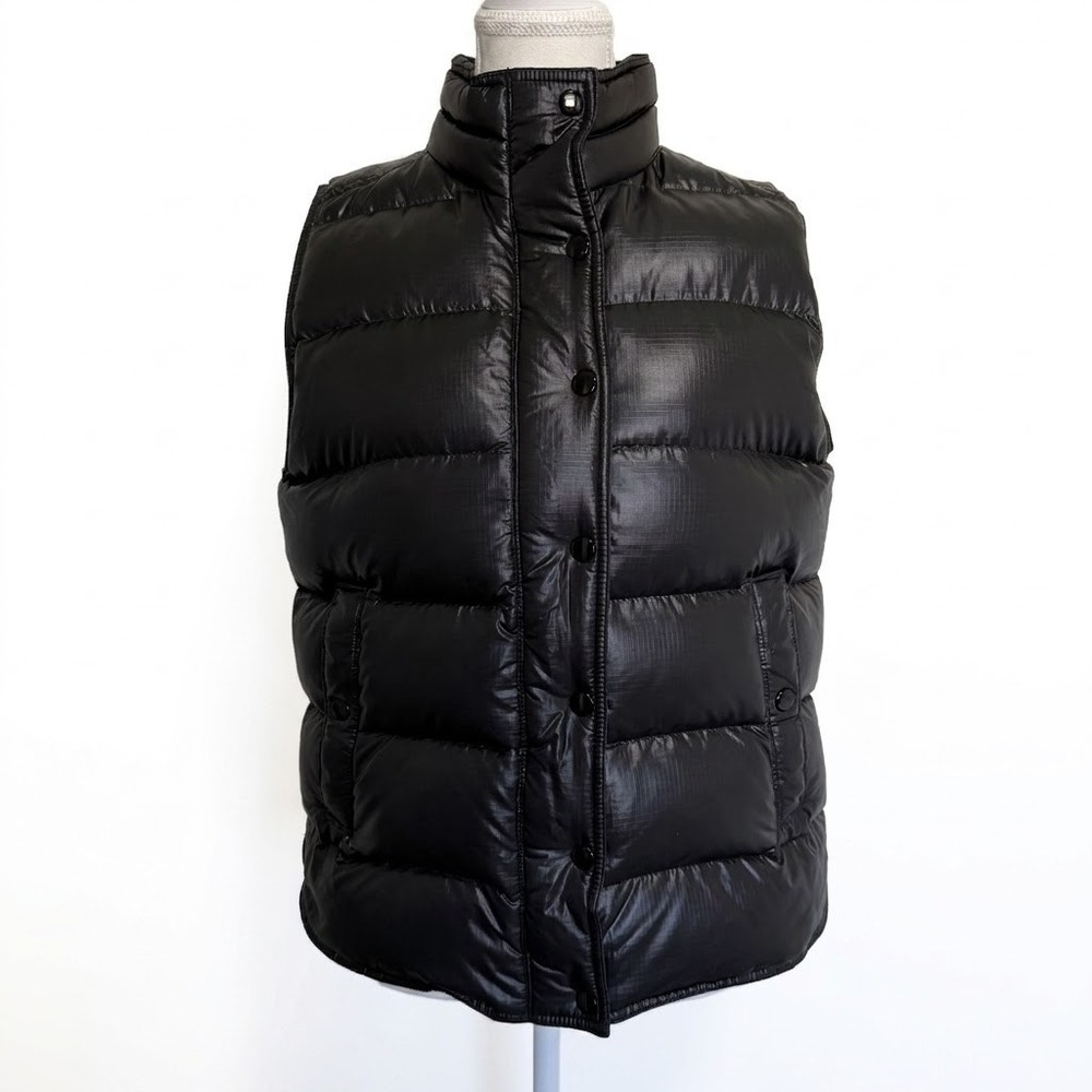 J.Crew Puffer Vest Black Womens Size M Quilted Down Fill Ripstop Minimalist
